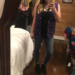 Embellished blue vest